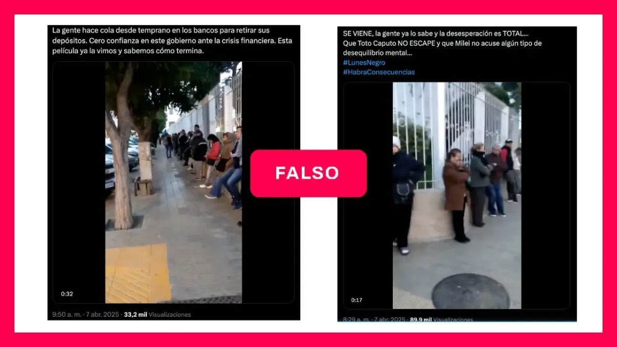No, este video no muestra largas filas frente a los bancos tras el lunes negro del 7 de abril de 2025: fue grabado en 2020