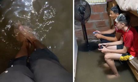 Jugaron a la Playstation con el agua hasta los tobillos y se hicieron viral.