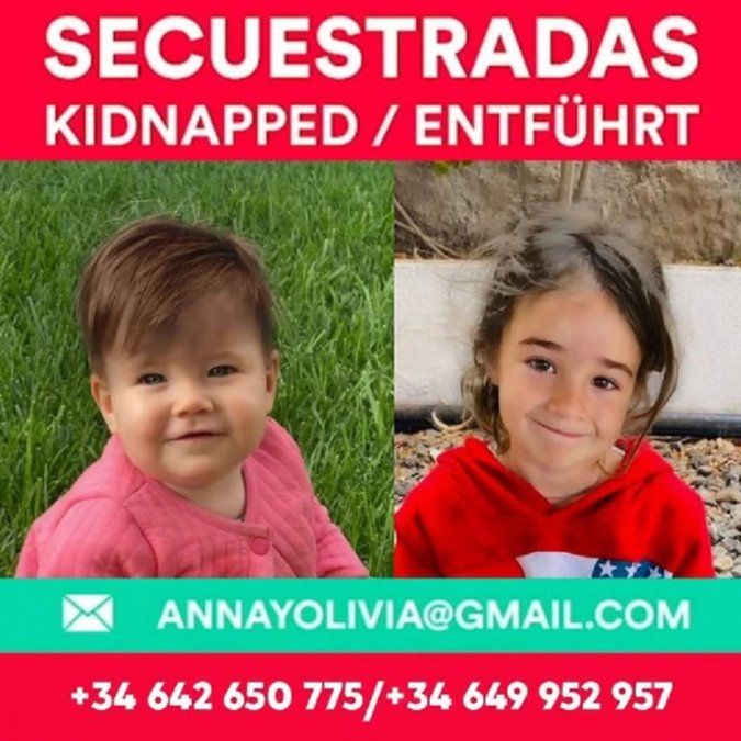 Anna, de un año, y Olivia de seis, cuyo cuerpo fue recuperado ayer por las autoridades de Tenerife. Estaba atado al ancla de la embarcación de su padre, Tomás Gimeno (Foto: Instagram @bringbackhomeannaandolivia)