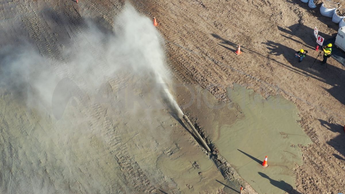 La primera etapa del cruce del gasoducto por debajo del lecho de la Setúbal se terminó sin inconvenientes.