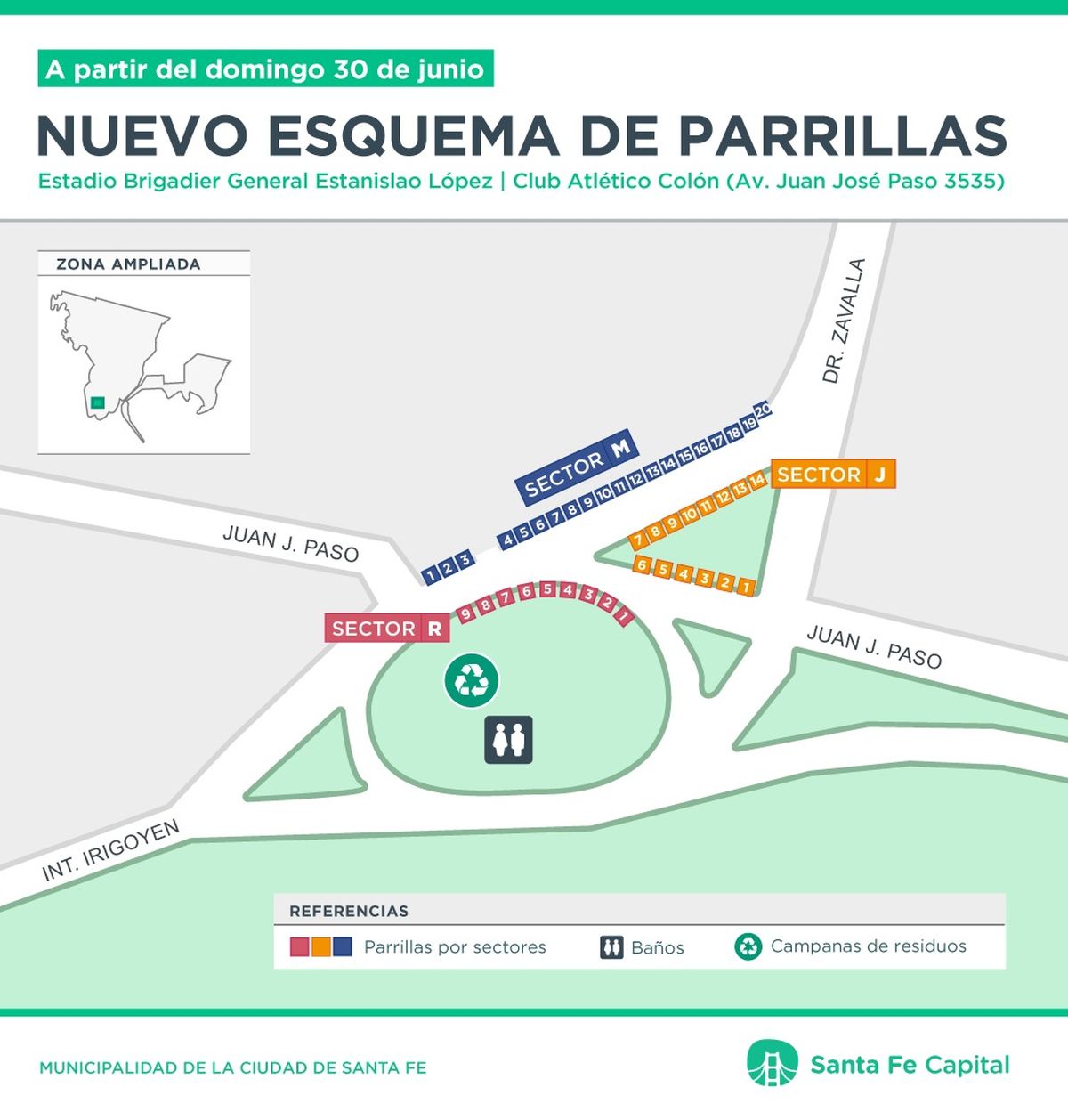 Son 37 puestos de comida inscriptos y habilitados por la Municipalidad de Santa Fe para el partido que Colón disputará ante Atlanta. Son 37 puestos de comida inscriptos y habilitados por la Municipalidad de Santa Fe para el partido que Colón disputará ante Atlanta.