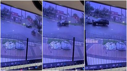 Santa Fe: el impactante video del choque entre una moto y una camioneta que se dio a la fuga