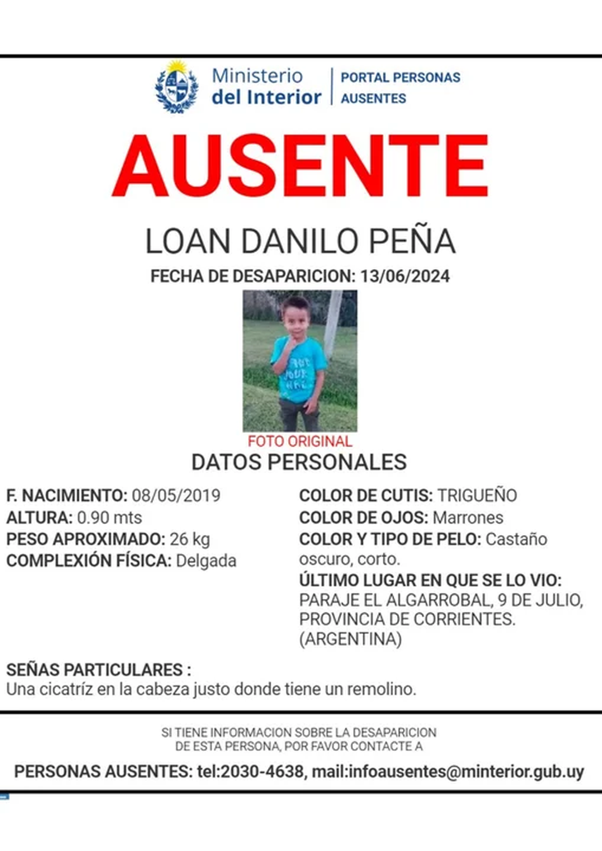 Imagen de Loan, difundida en Uruguay. Imagen de Loan, difundida en Uruguay.