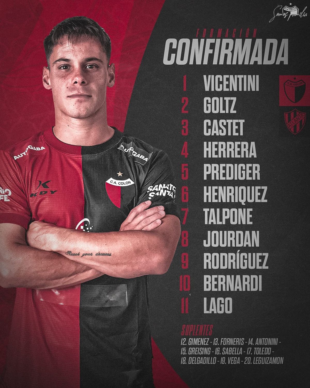Los once de Colón para enfrentar a Atlanta.