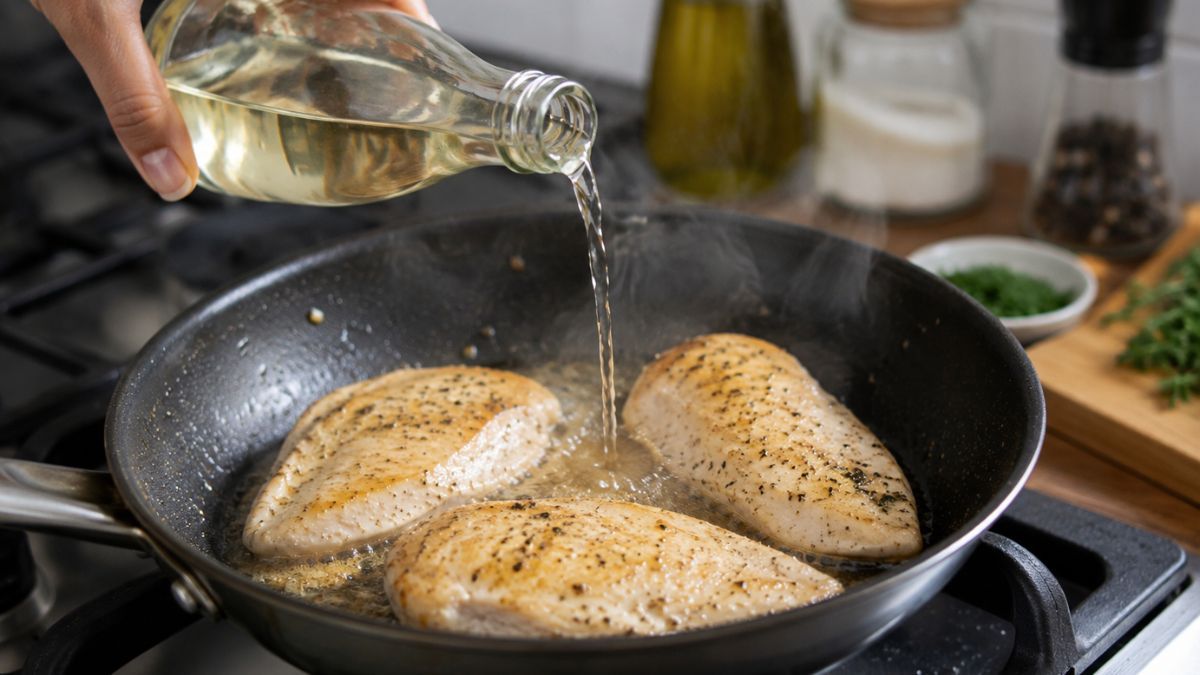 Por qué recomiendan agregar vinagre al cocinar pechuga de pollo.
