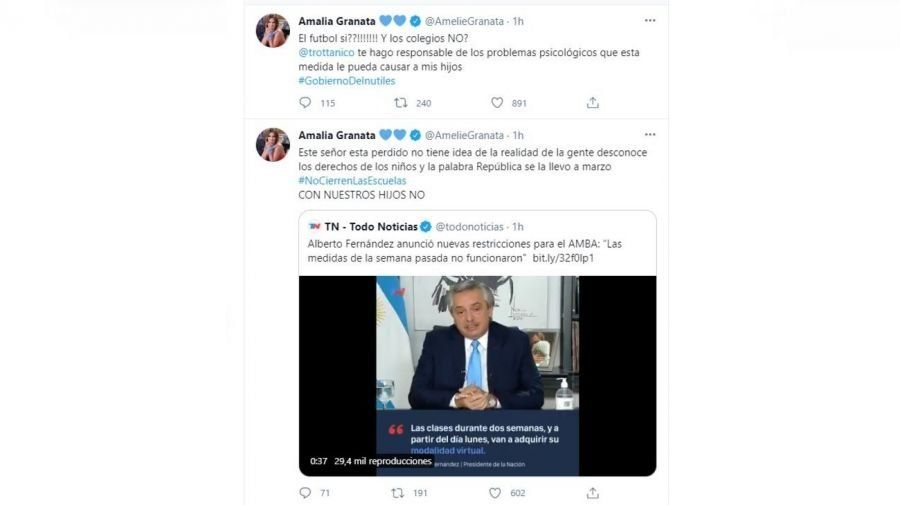 Amalia Granata fue lapidaria con Alberto Fernández y el ministro de Educación, Nicolás Trotta