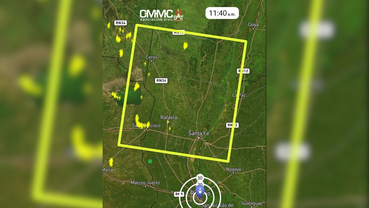 La alerta advierte por lluvias, tormentas, actividad eléctrica, ráfagas de viento y posible granizo aislado en Santa Fe. La alerta advierte por lluvias, tormentas, actividad eléctrica, ráfagas de viento y posible granizo aislado en Santa Fe.