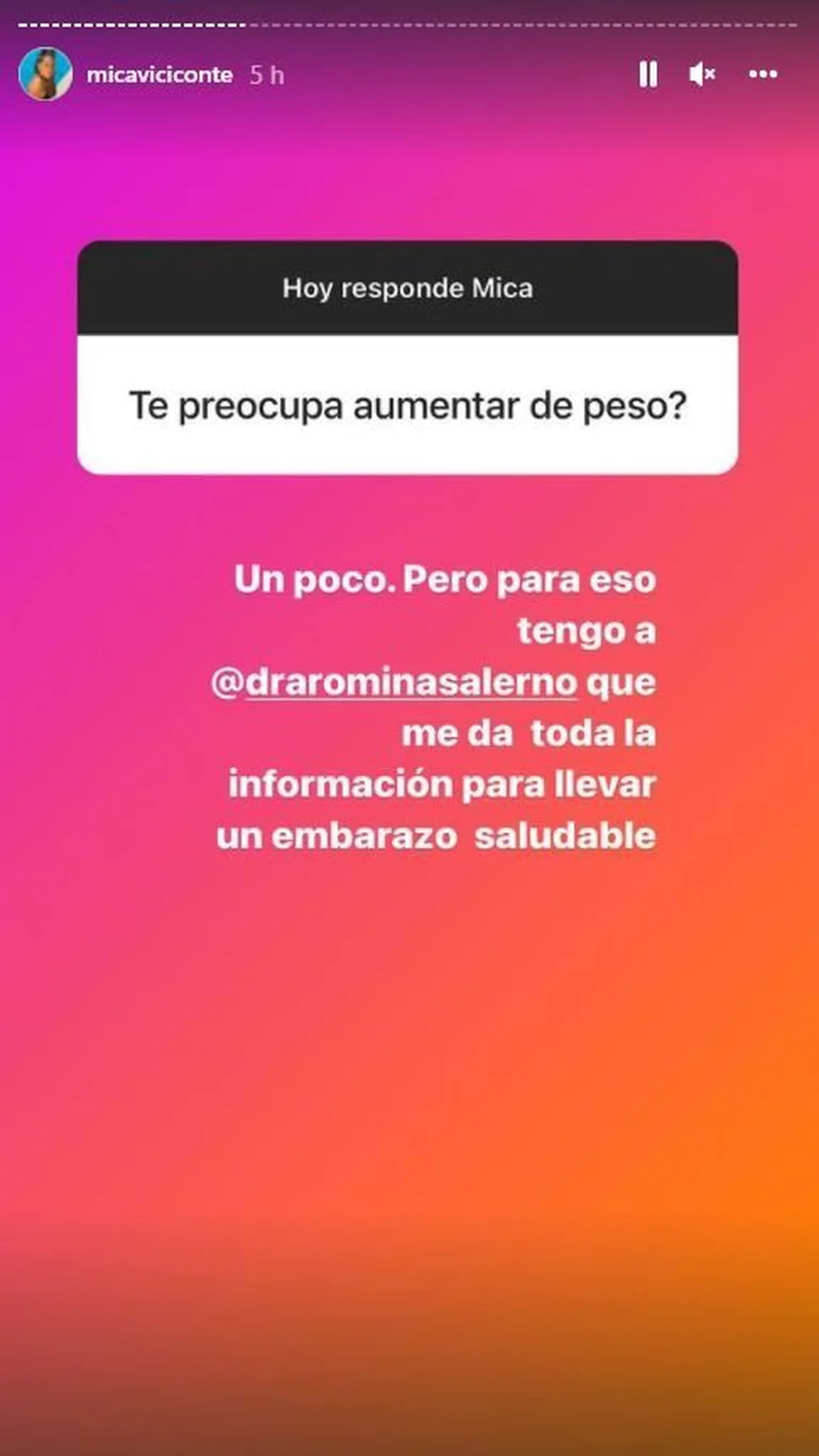 Mica Viciconte respondi&oacute; preguntas en Instagram.