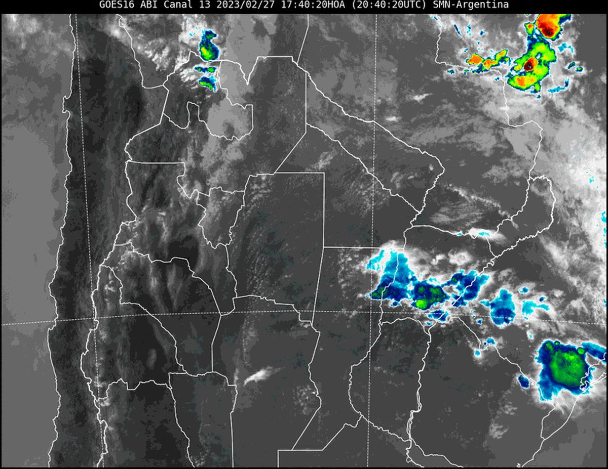 En la imagen satelital se observa nubosidad asociada a inestabilidad que afecta al noreste de la provincia.
