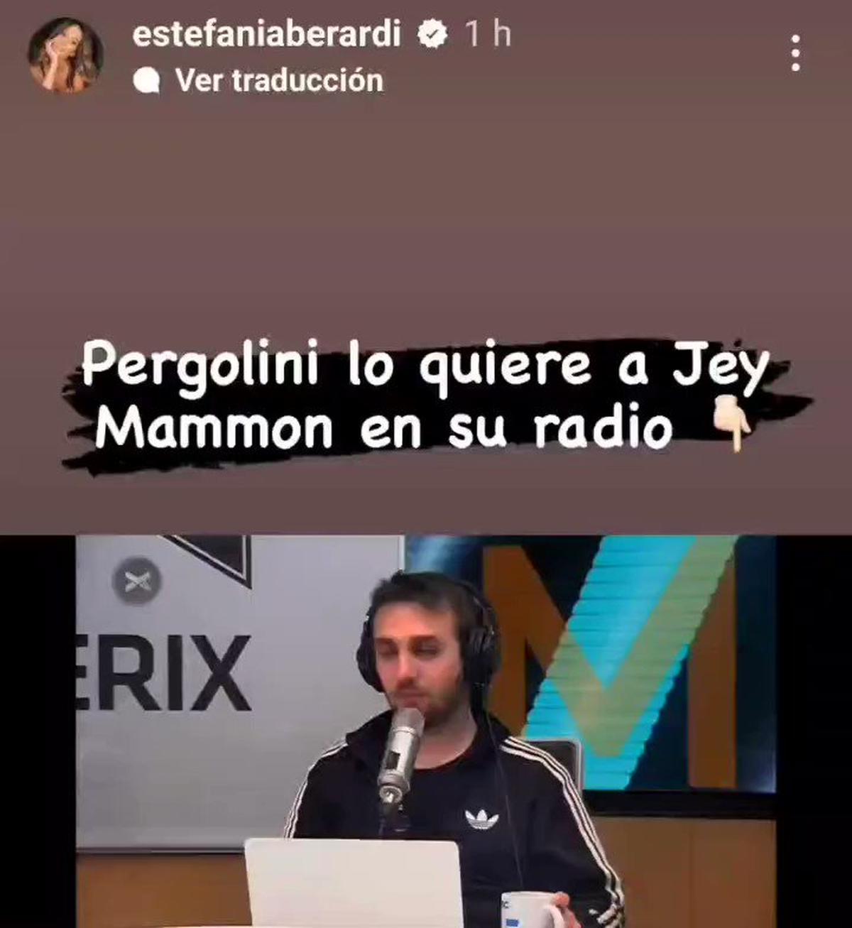 Estefi Berardi se animó a confirmarlo en las redes. "Pergolini lo quiere a Jey Mammón en su radio"