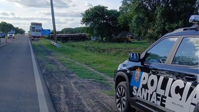 Volcó un camión jaula en Ruta 11 a la altura de Florencia: rescataron animales y el chofer resultó herido