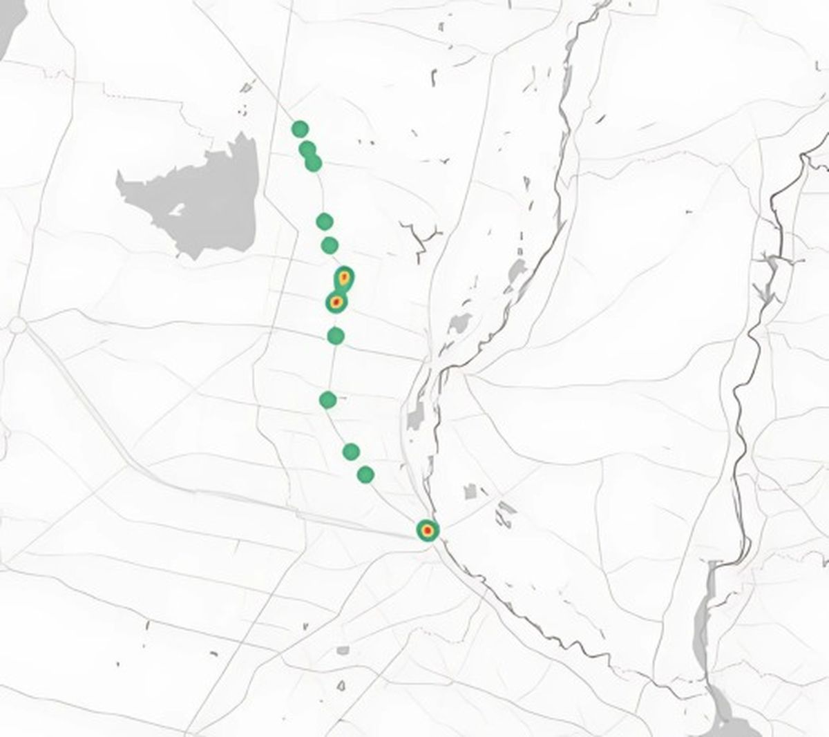 El mapa de calor de la Ruta Nacional 34 muestra que la mayor cantidad de accidentes fatales se produjeron en el tramo central de la provincia de Santa Fe. El mapa de calor de la Ruta Nacional 34 muestra que la mayor cantidad de accidentes fatales se produjeron en el tramo central de la provincia de Santa Fe.