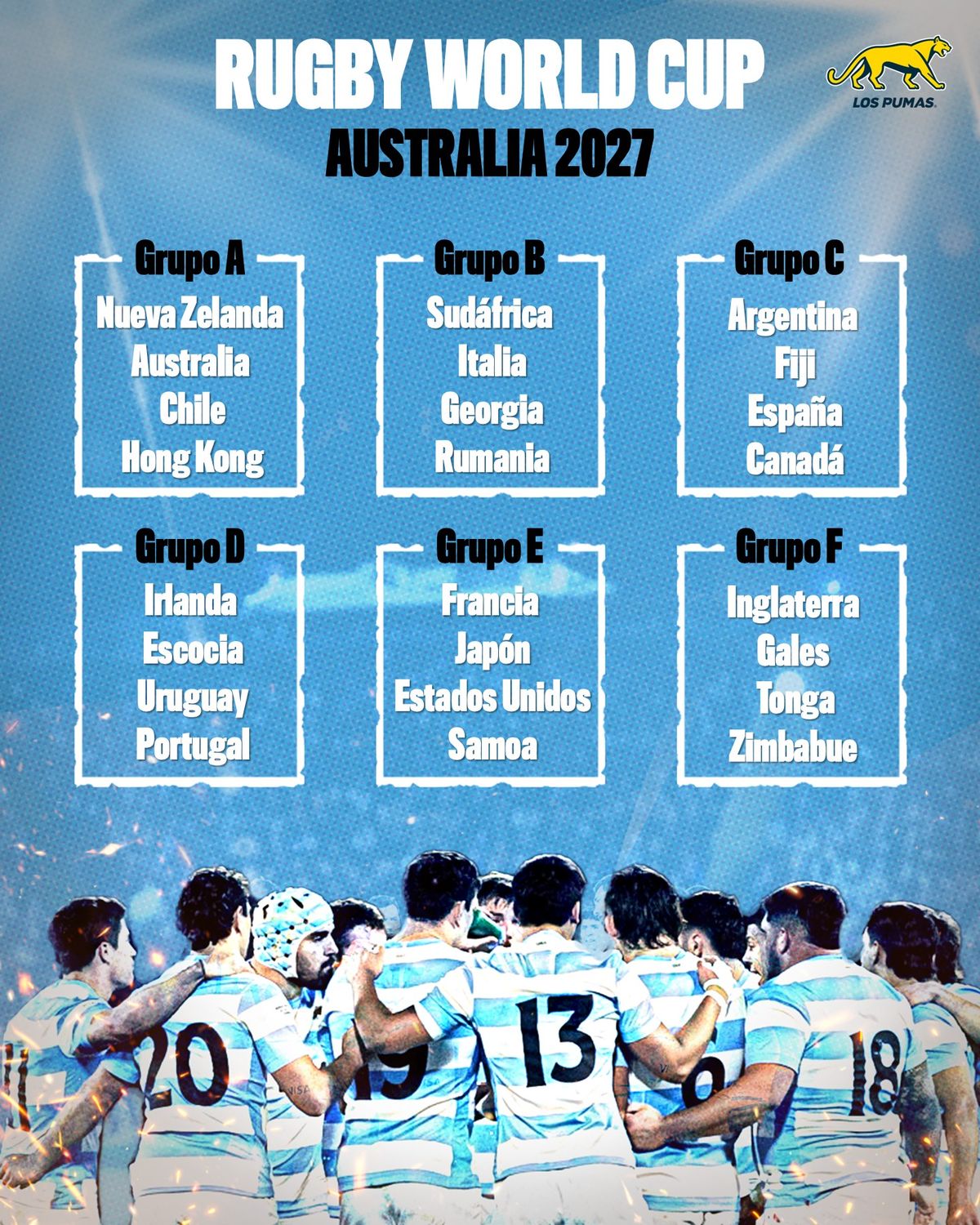 Los grupos confirmados del Mundial de rugby 2027.