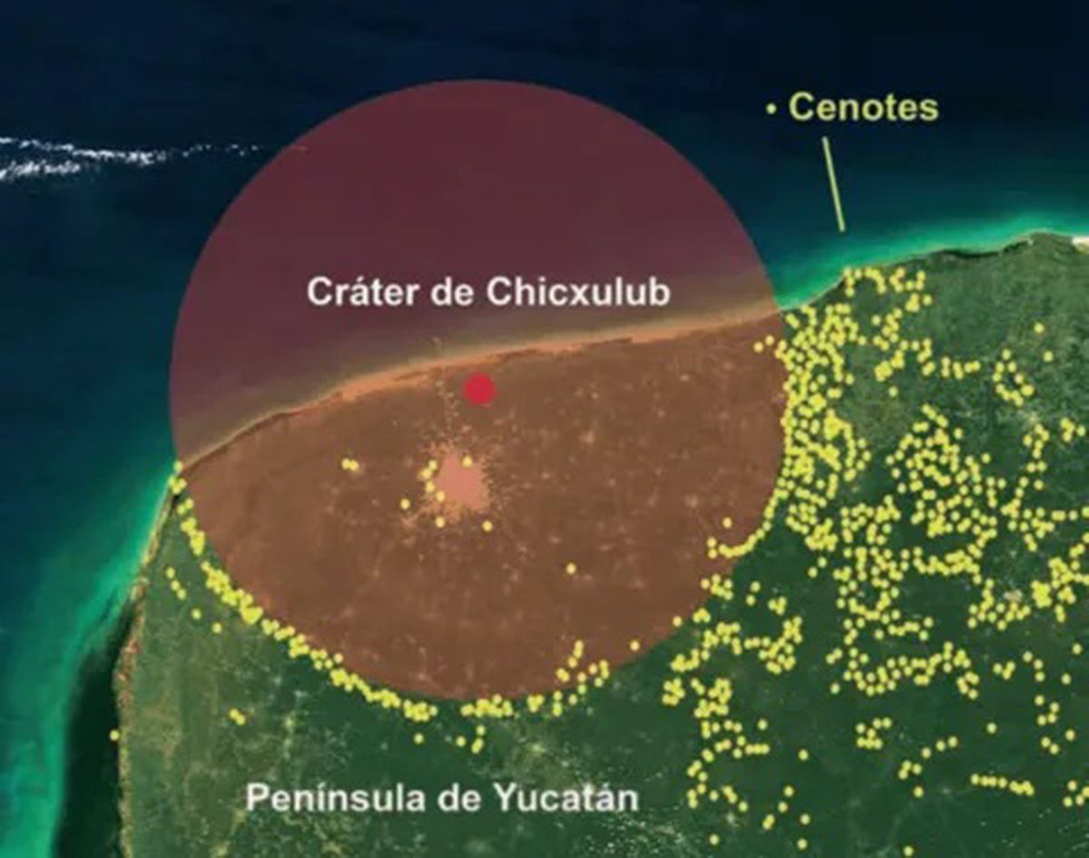 El cráter de Chicxulub, en el Golfo de México.