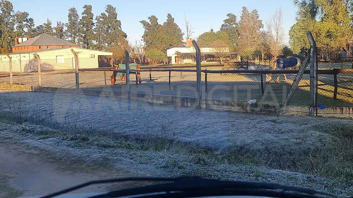 La helada de este martes en San Cristóbal.