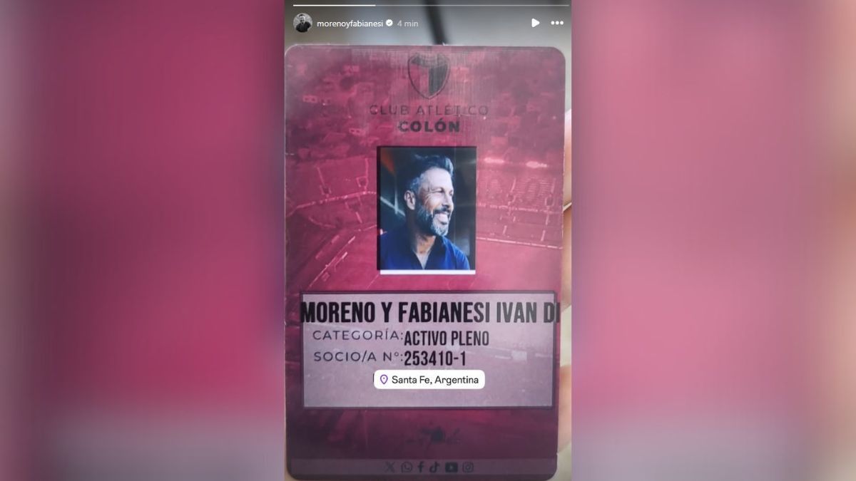 Iván Moreno y Fabianesi compartió en sus redes sociales una imagen que da cuenta que se asoció al Club Atlético Colón. Iván Moreno y Fabianesi compartió en sus redes sociales una imagen que da cuenta que se asoció al Club Atlético Colón.