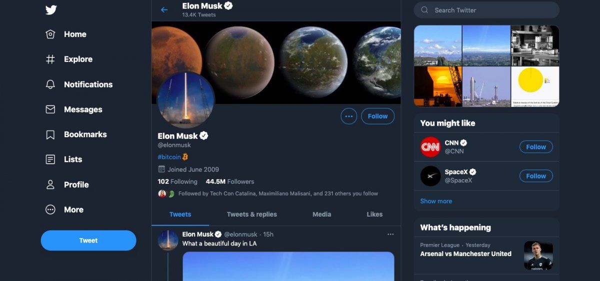 La última semana de enero de 2021, Elon Musk actualizó su biografía de Twitter y escribió el hashtag #bitcoin. Esta acción disparó el valor de la criptomoneda.