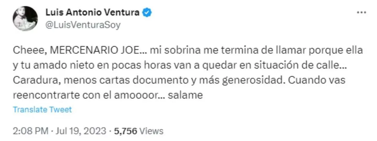 Luis Ventura usó sus redes sociales para publicar un filoso tuit en contra de Jorge Rial. Luis Ventura usó sus redes sociales para publicar un filoso tuit en contra de Jorge Rial.