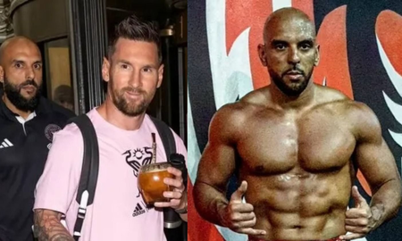 Yassine Cheuko es el nuevo guardaespaldas de Lionel Messi. Yassine Cheuko es el nuevo guardaespaldas de Lionel Messi.