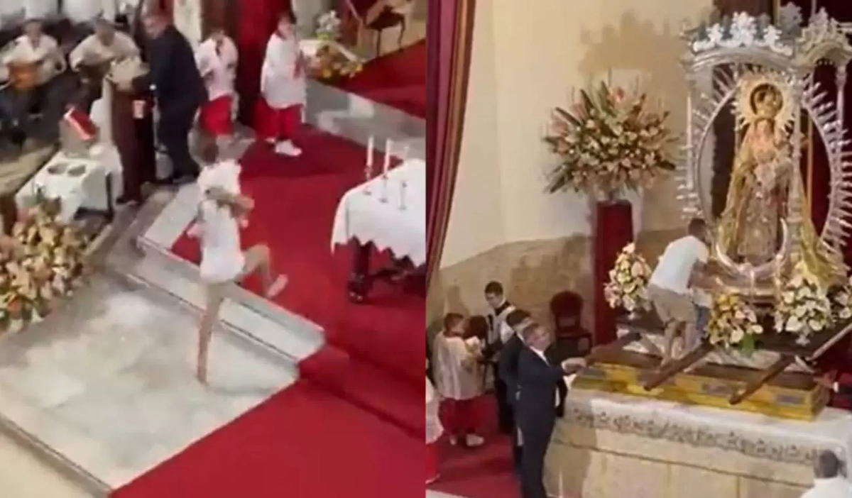 Durante la misa de la Octava del Carmen en España, un hombre dejó a su hijo en el altar como sacrificio. Durante la misa de la Octava del Carmen en España, un hombre dejó a su hijo en el altar como sacrificio.