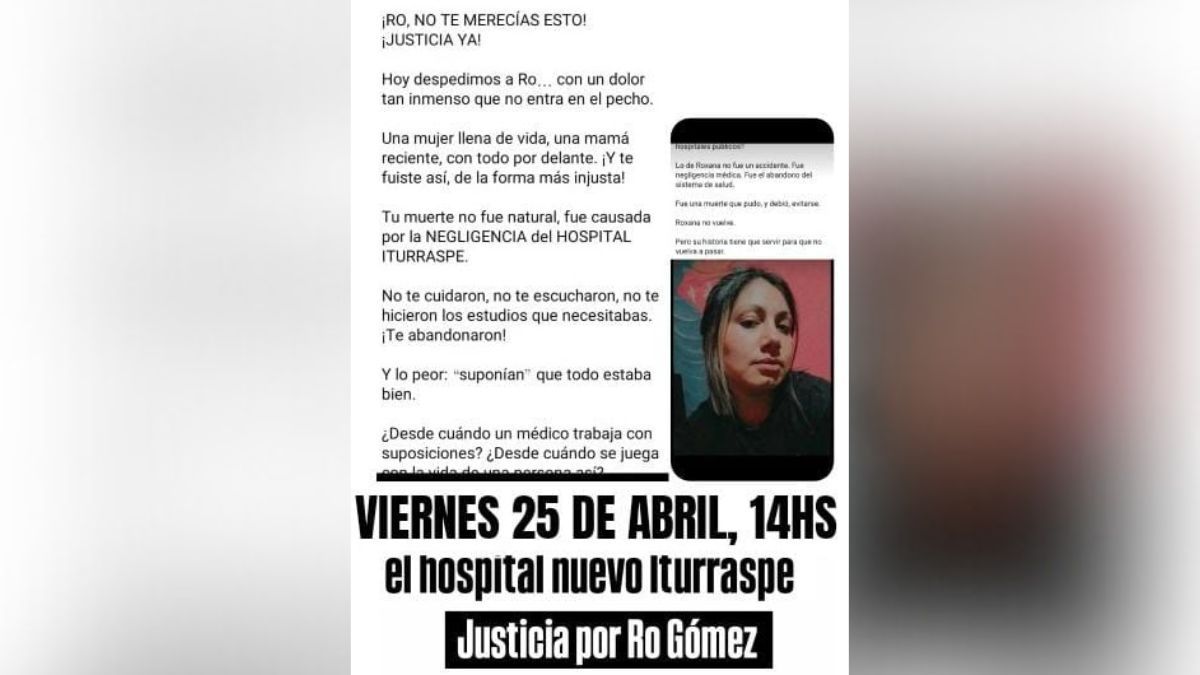 Los seres queridos de Roxana Gómez se autoconvocaron para manifestarse en el hospital Iturraspe. Los seres queridos de Roxana Gómez se autoconvocaron para manifestarse en el hospital Iturraspe.