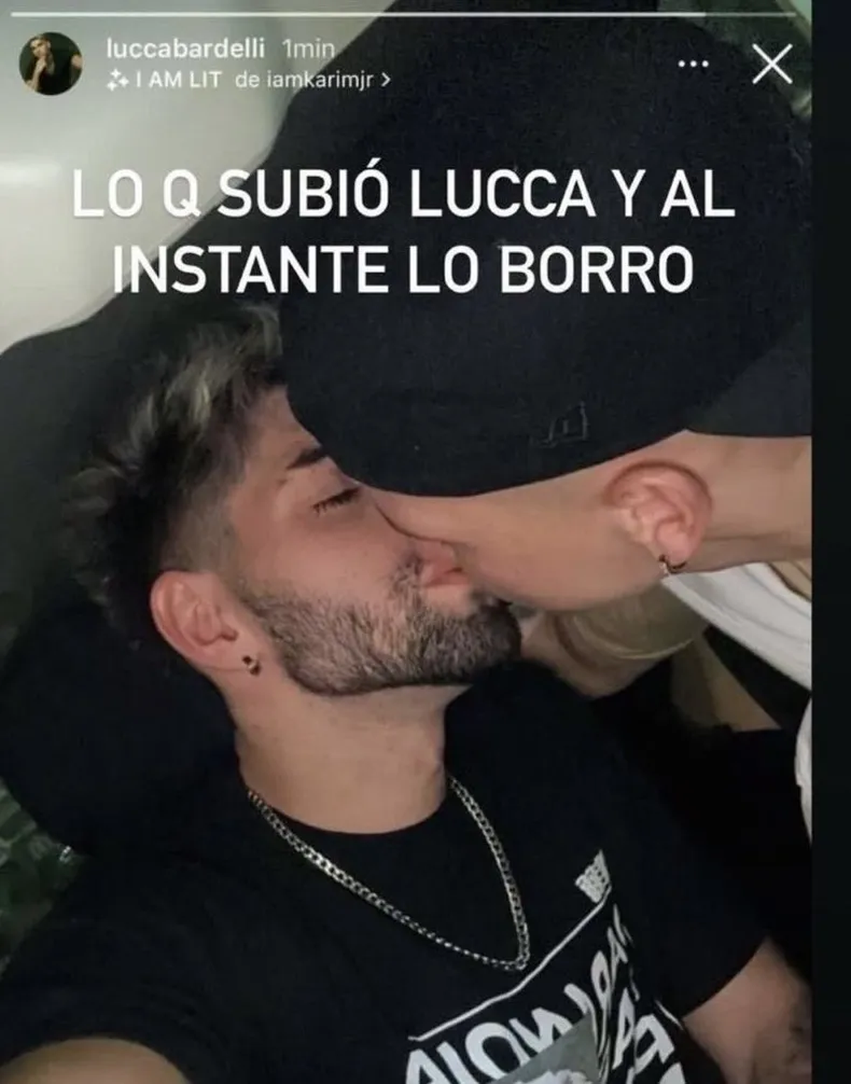El ex de Julieta Poggio, Lucca Bardelli, habló de la foto viral de él besando a un amigo. El ex de Julieta Poggio, Lucca Bardelli, habló de la foto viral de él besando a un amigo.