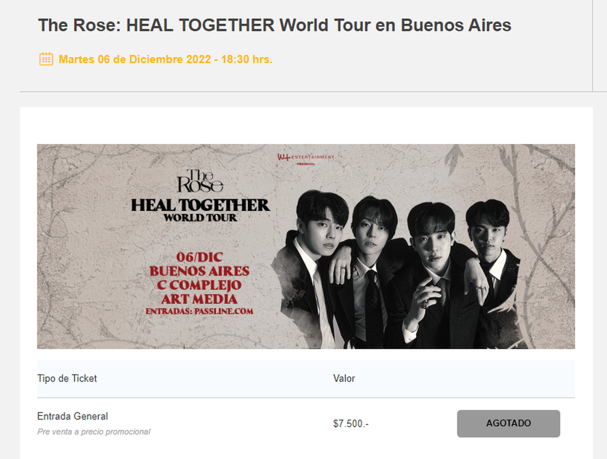 The Rose se presentará el 6 de diciembre en Argentina.