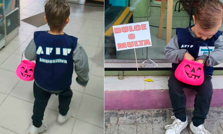 Un niño que salió a buscar dulces vestido con un chaleco similar al que usan los inspectores de la Administración Federal de Ingresos Públicos (AFIP).n niño que salió a buscar dulces vestido con un chaleco similar al que usan los inspectores de la Administración Federal de Ingresos Públicos (AFIP). Un niño que salió a buscar dulces vestido con un chaleco similar al que usan los inspectores de la Administración Federal de Ingresos Públicos (AFIP).n niño que salió a buscar dulces vestido con un chaleco similar al que usan los inspectores de la Administración Federal de Ingresos Públicos (AFIP).