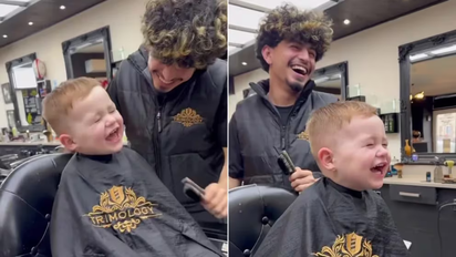 Viral: un bebé se tentó y contagió al peluquero que no pudo continuar con el corte de pelo