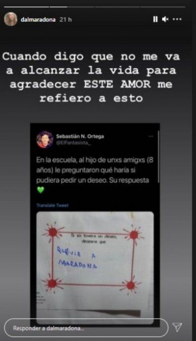 El conmovedor mensaje de Dalma Maradona.