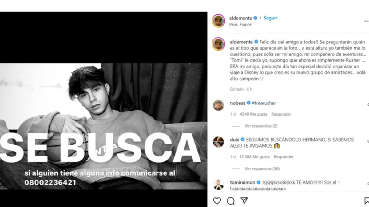 El posteo de El Demente en Instagram. 