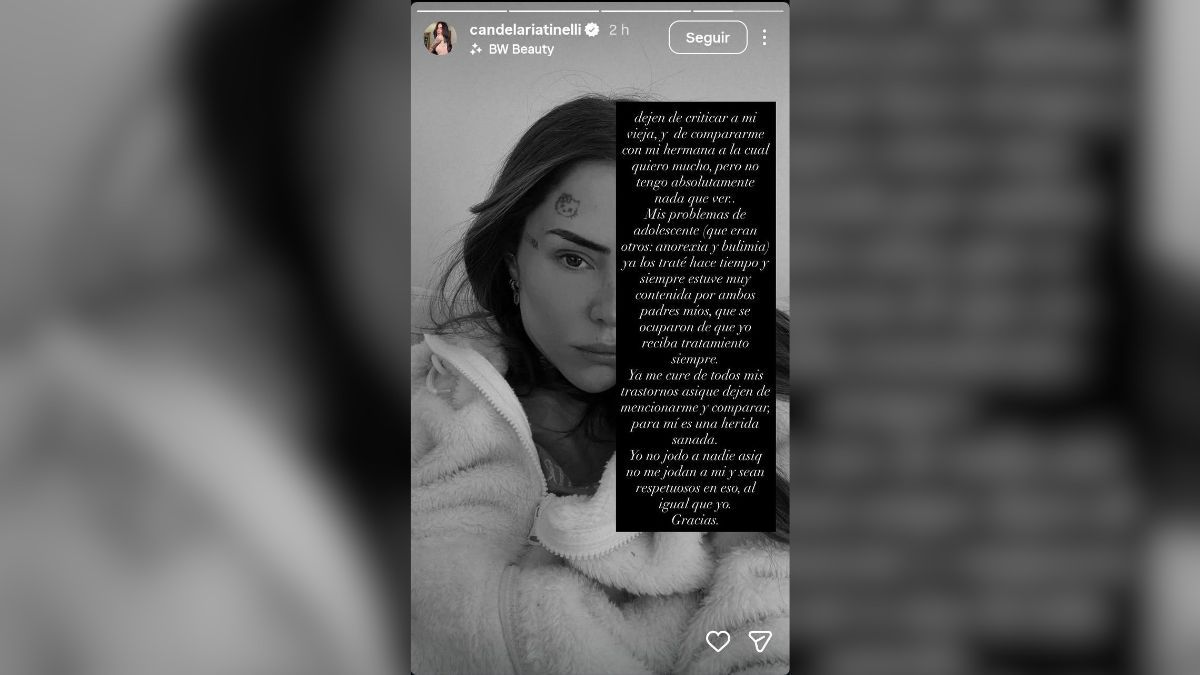Cande Tinelli se hartó y posteó un extenso descargo en una historia de Instagram. Cande Tinelli se hartó y posteó un extenso descargo en una historia de Instagram. 