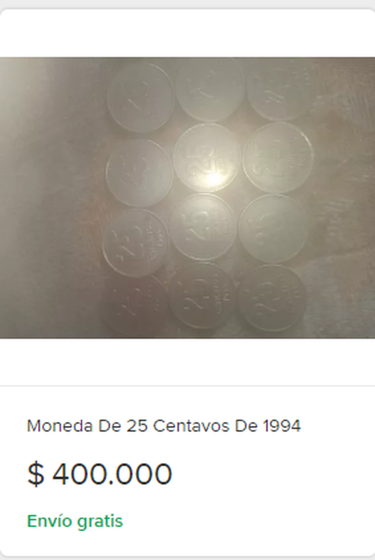 Monedas de 25 centavos. Captura de Mercado libre. Monedas de 25 centavos. Captura de Mercado libre.