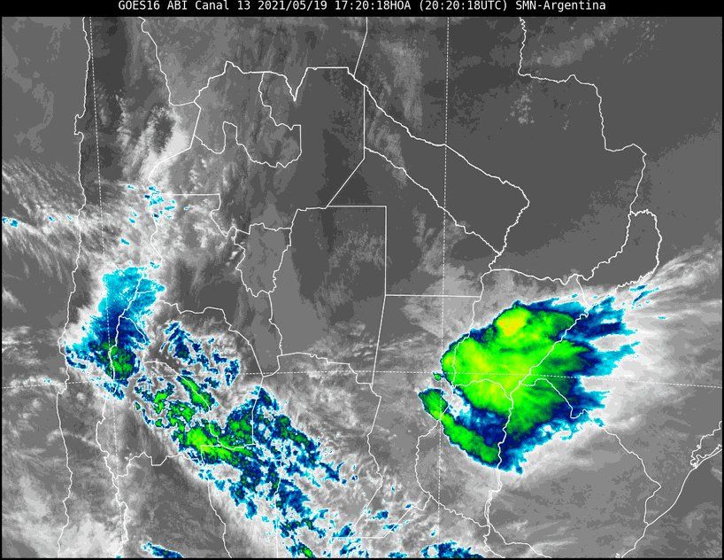 Imagen satelital del tiempo a las 17.20 del miércoles.