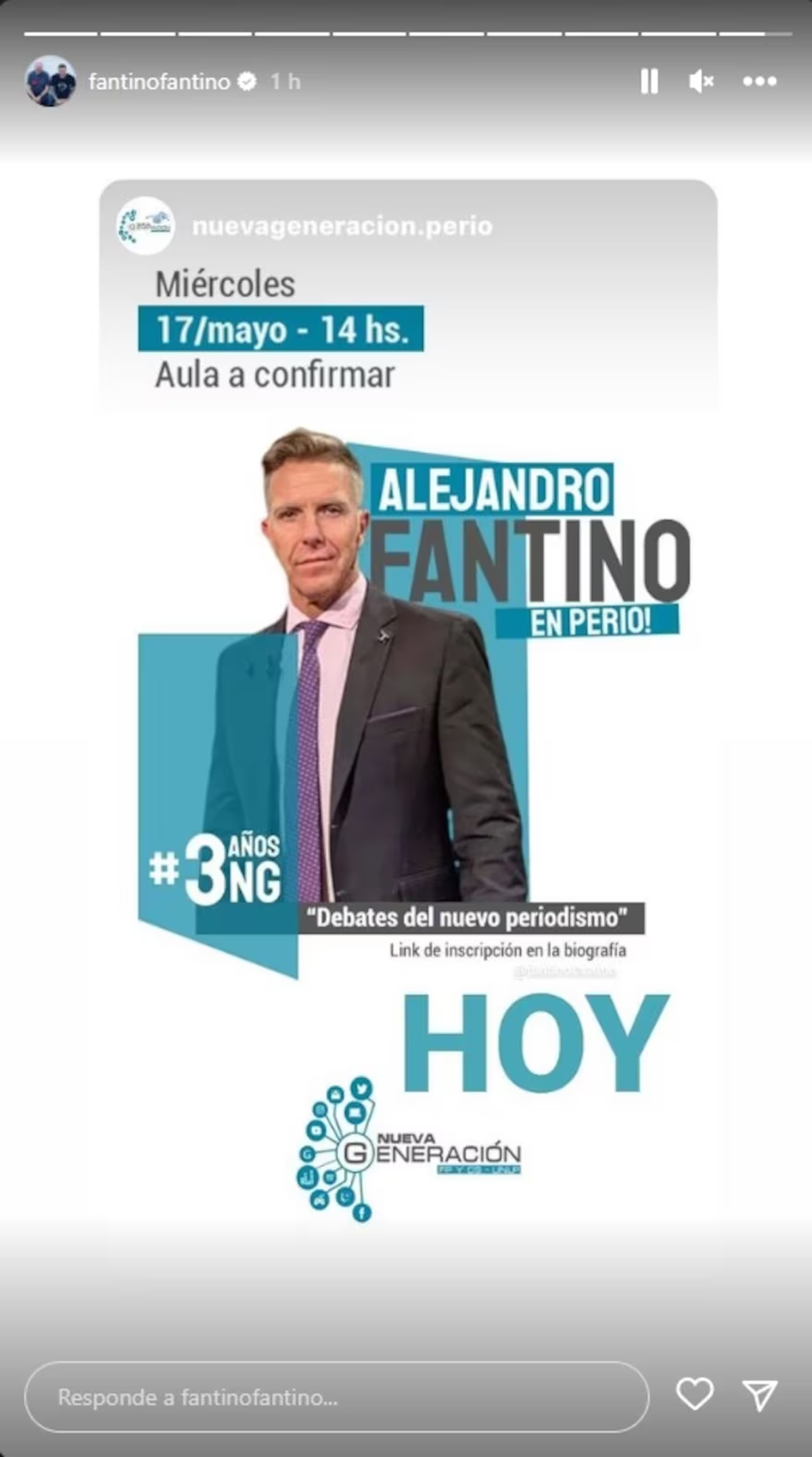 Fantino confirmó su presencia en la charla de este miércoles