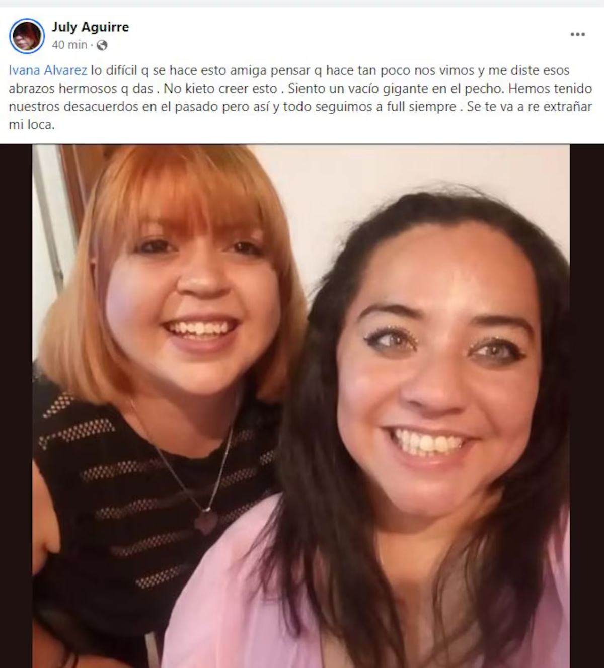 La publicación de una de las amigas de Ivana ante su inesperada muerte. La publicación de una de las amigas de Ivana ante su inesperada muerte.
