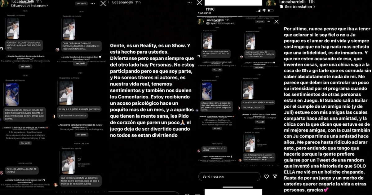Lucca recibe amenazas constantemente en su cuenta de Instagram. (Capturas de historias de Instagram).