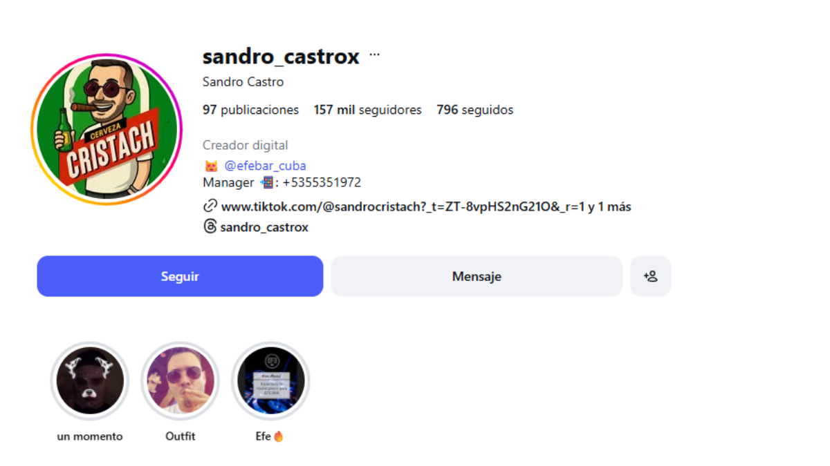 Captura del Instagram de Sandro Castro. Captura del Instagram de Sandro Castro.