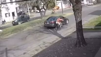 Video: así un auto atropelló a una ciclista en Santa Fe, la dejó inconsciente y se dio a la fuga