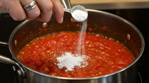 El secreto del bicarbonato de sodio en la salsa de tomate.&nbsp;