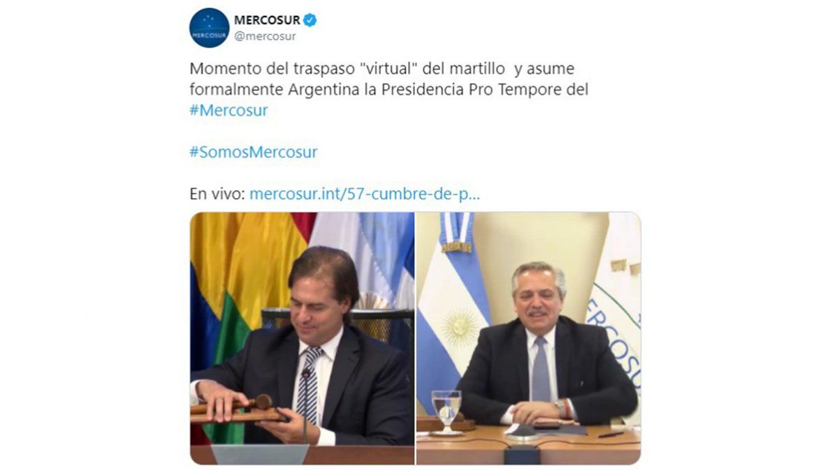 El traspaso virtual del mando por parte de Lacalle Pou a Fernández.