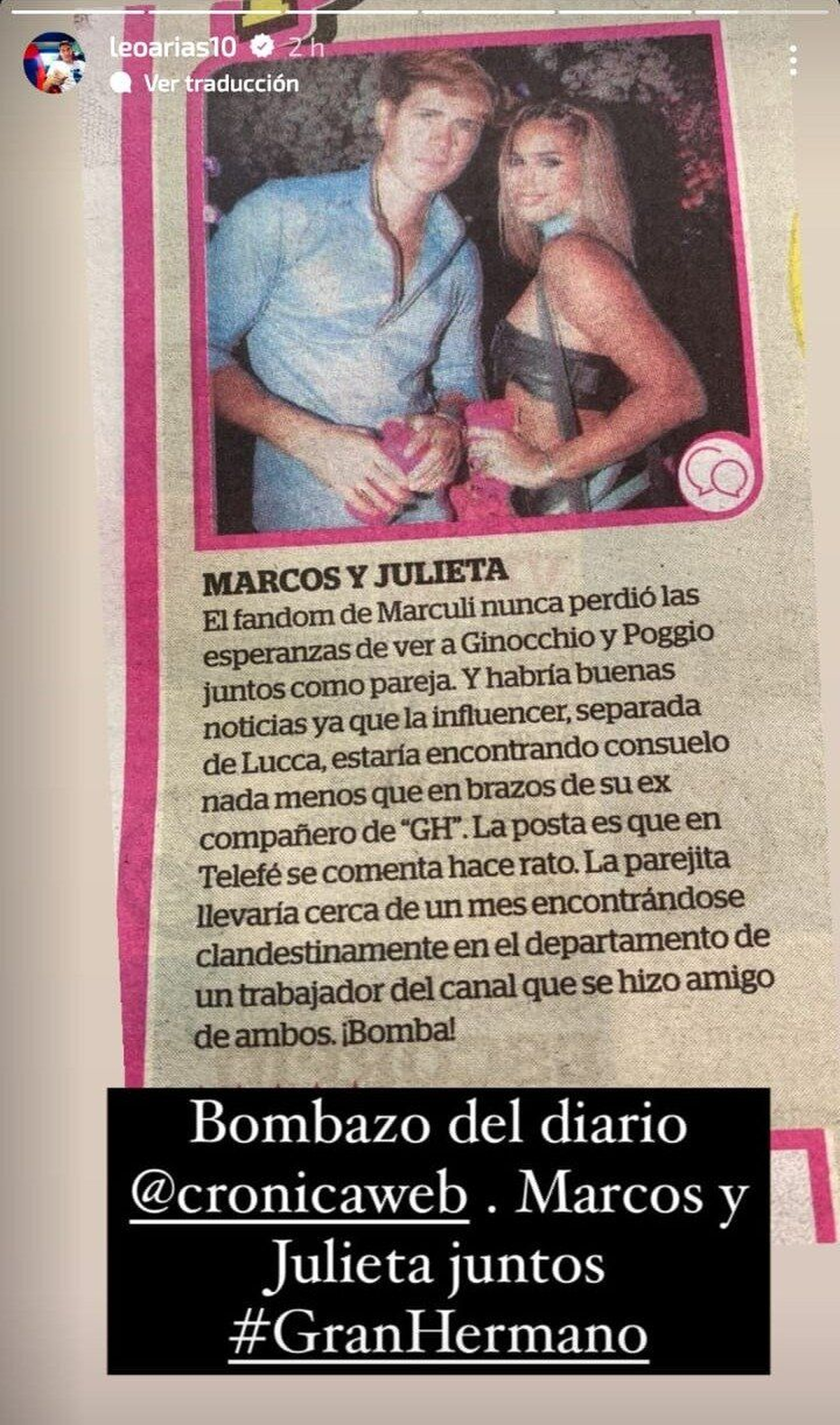 Clarín reveló datos inéditos de Julieta Poggio y Marcos Ginocchio. Clarín reveló datos inéditos de Julieta Poggio y Marcos Ginocchio.