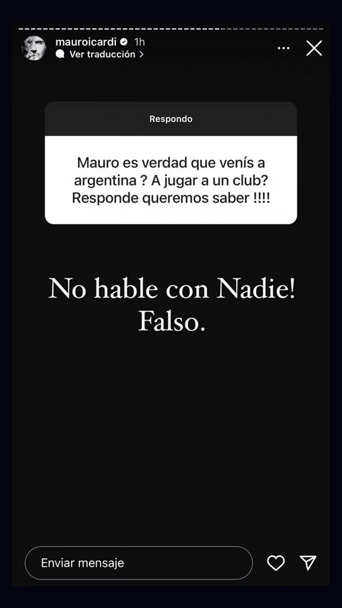 Mauro Icardi utilizó Instagram para responder sobre el rumor de Boca Junios.