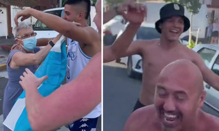 Abuela la la la: se encontraron con una vecina, festejaron en plena calle y el cantito se viralizó Abuela la la la: se encontraron con una vecina, festejaron en plena calle y el cantito se viralizó