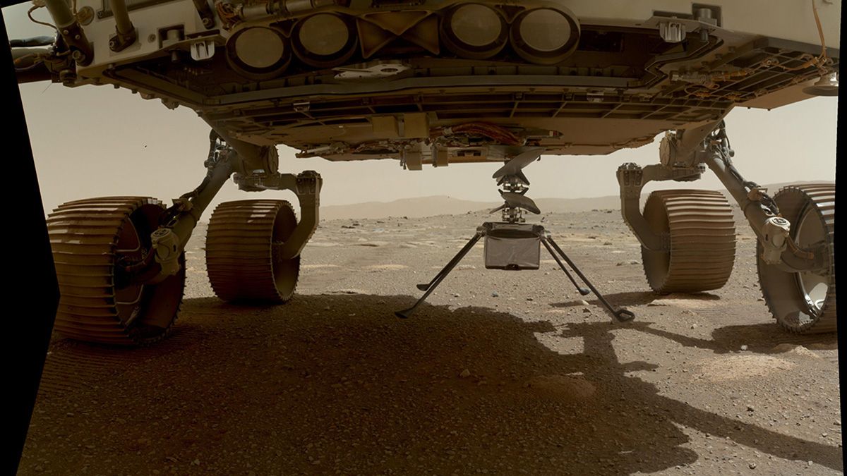 El helicóptero se desprendió del rover y hará su primer vuelo por el planeta