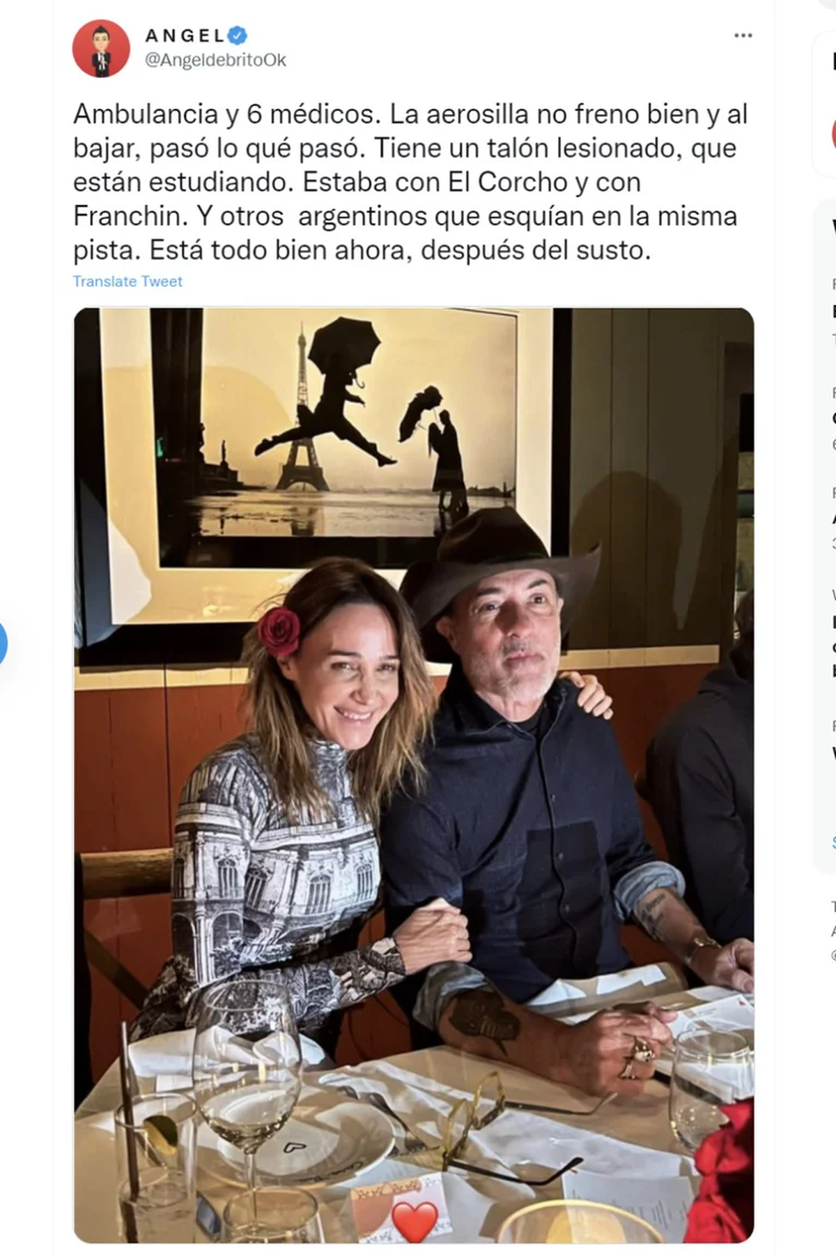 Ver&oacute;nica Lozano tuvo un accidente en la monta&ntilde;a esquiando.