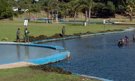 Debido a las altas temperaturas y las lluvias recientes, se registró la proliferación de vegetación acuática en el lago y los piletones Debido a las altas temperaturas y las lluvias recientes, se registró la proliferación de vegetación acuática en el lago y los piletones