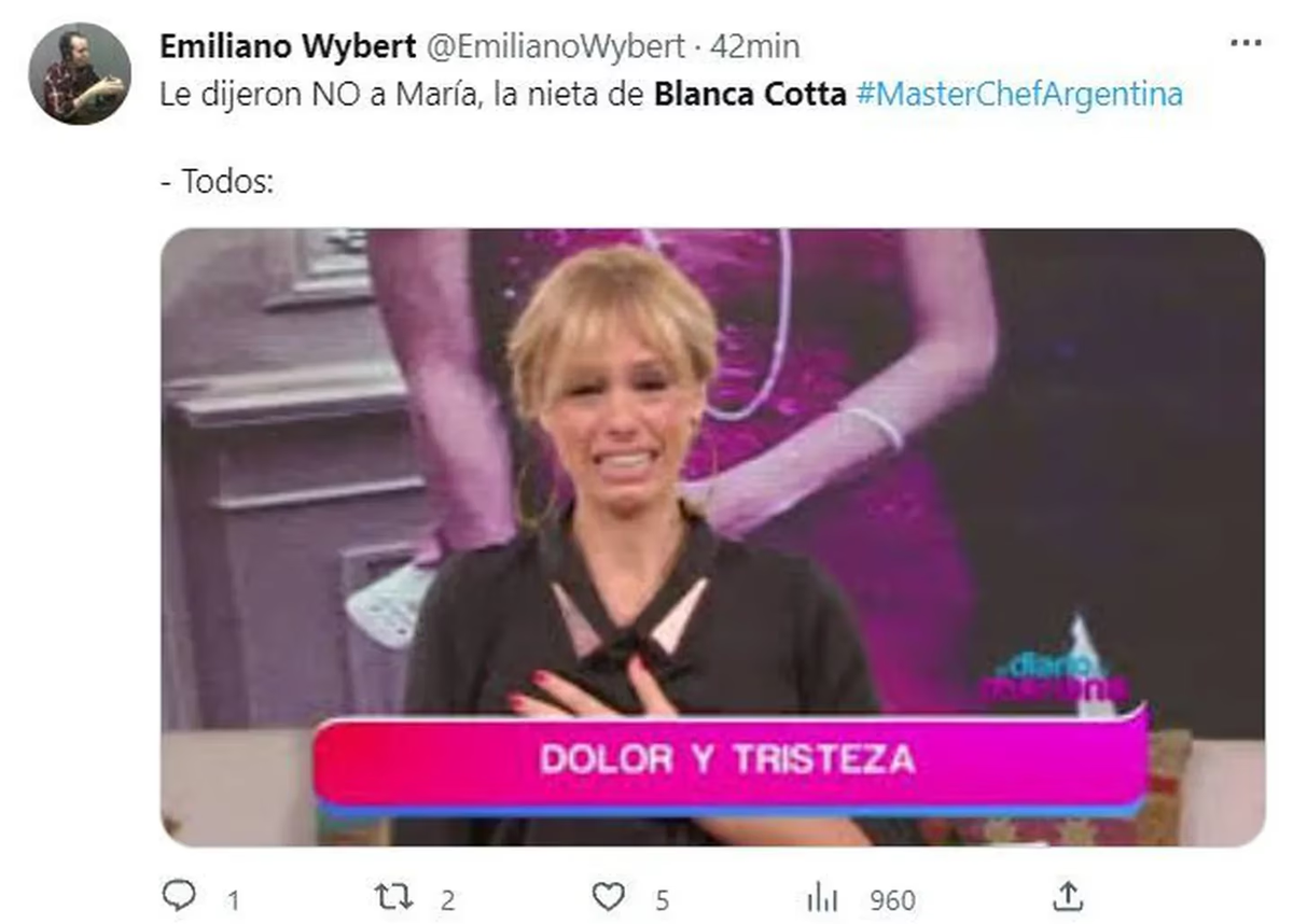 Los memes tras la eliminación de la nieta de Blanca Cotta en MasterChef.