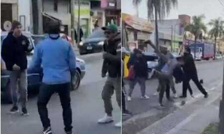 Un vendedor ambulante insultó a un colectivero, lo invitó a pelear y se agarraron a trompadas: video Un vendedor ambulante insultó a un colectivero, lo invitó a pelear y se agarraron a trompadas: video
