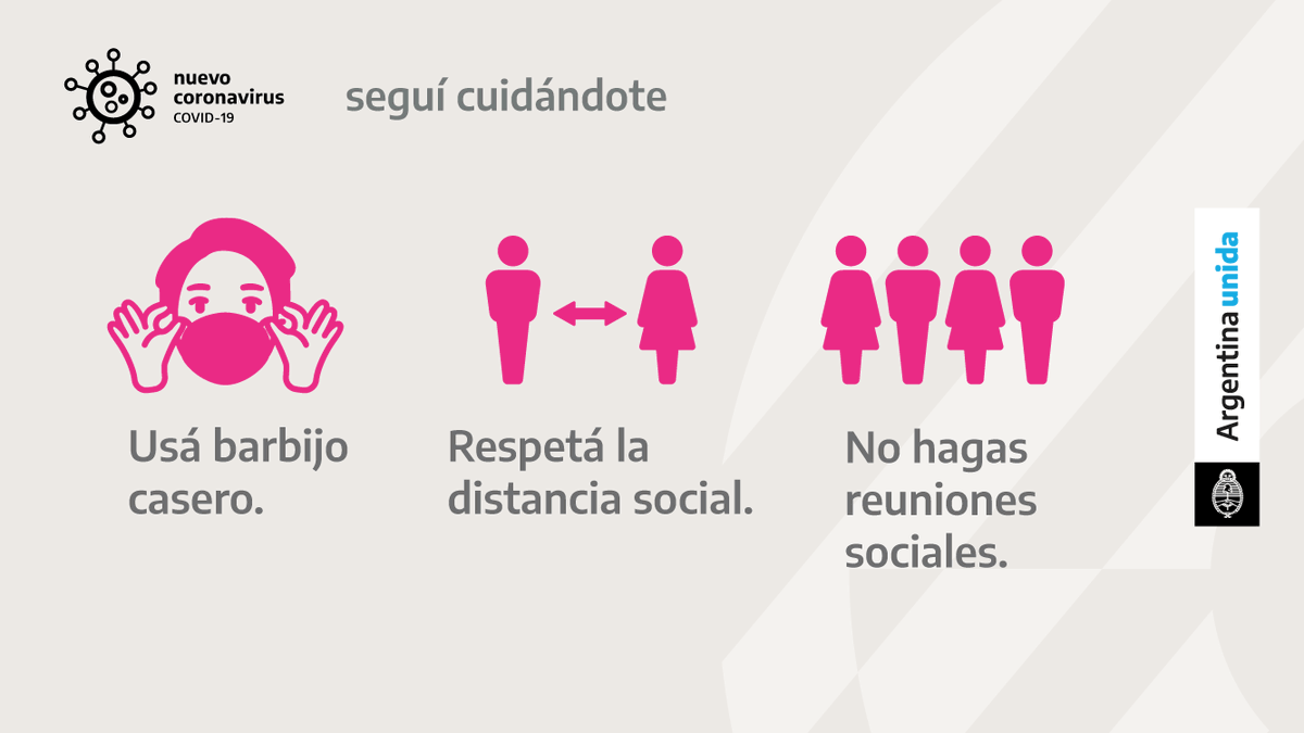 Una persona puede infectarse cuando se inhalan aerosoles o gotitas que contienen el virus o entran en contacto directo con los ojos, la nariz o la boca. De ahí la importancia del distanciamiento y el uso del barbijo.
